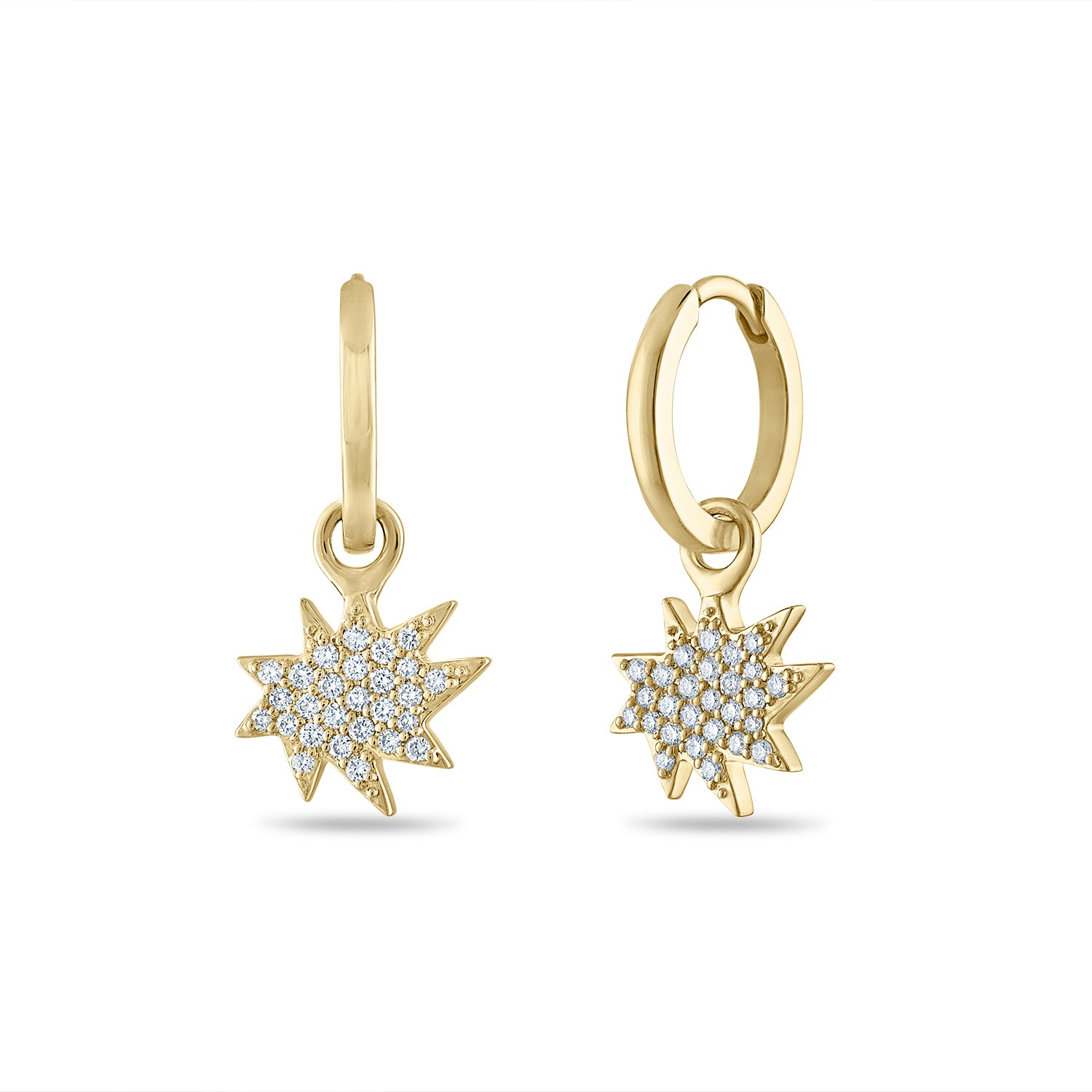 Gold Huggies with Pavé Diamond Mini KAPOW Charms – Hollander