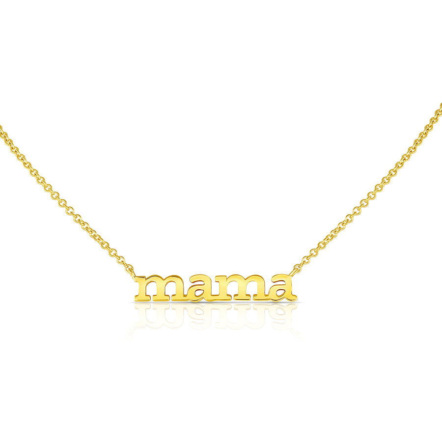 Mama necklace set in 14K yellow gold.