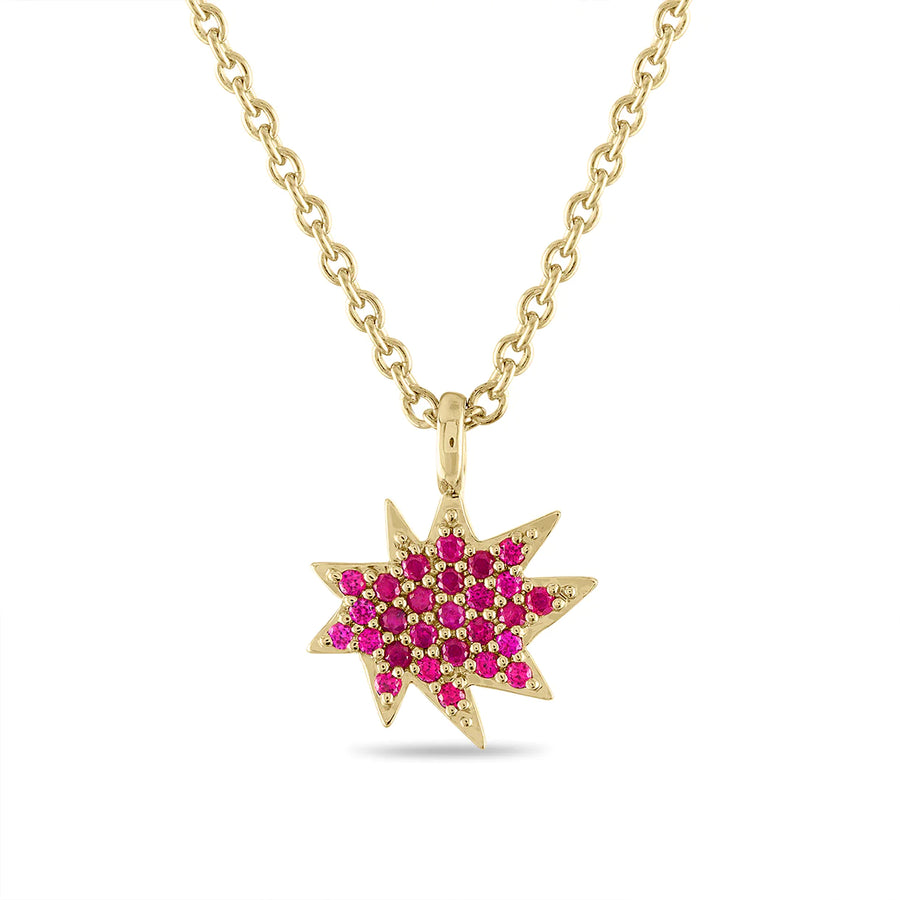 star necklace with ruby pave