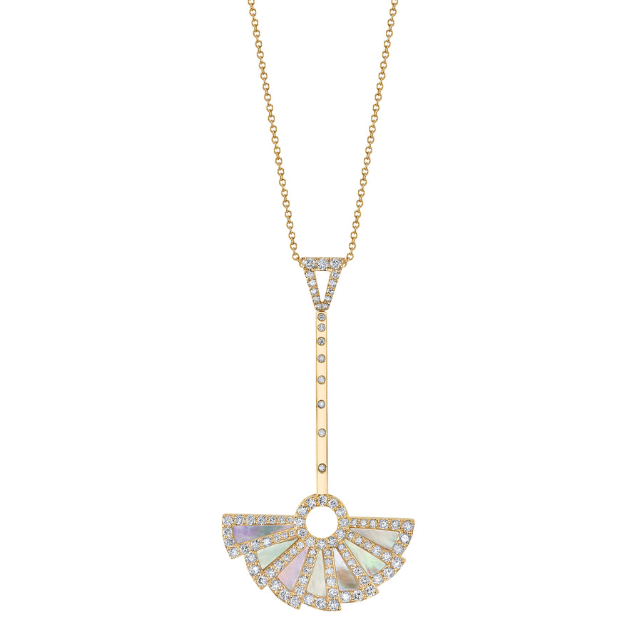 Mother-of-Pearl and Diamond Fan Necklace