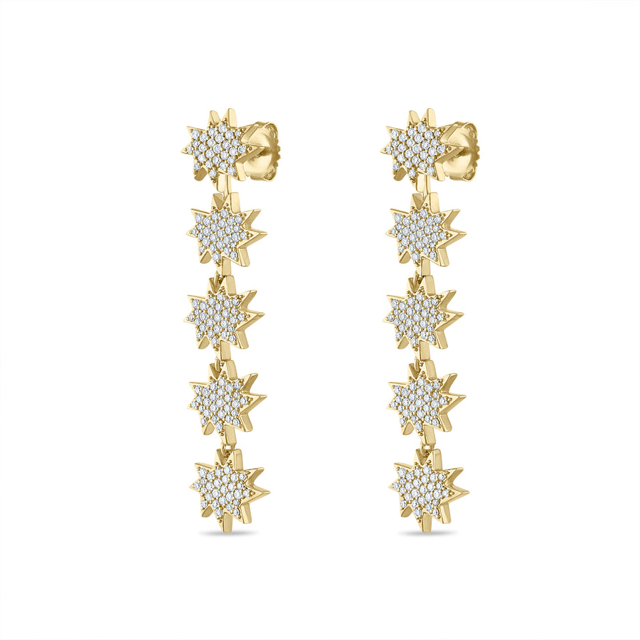 14K gold diamond star earrings as a dangle option.