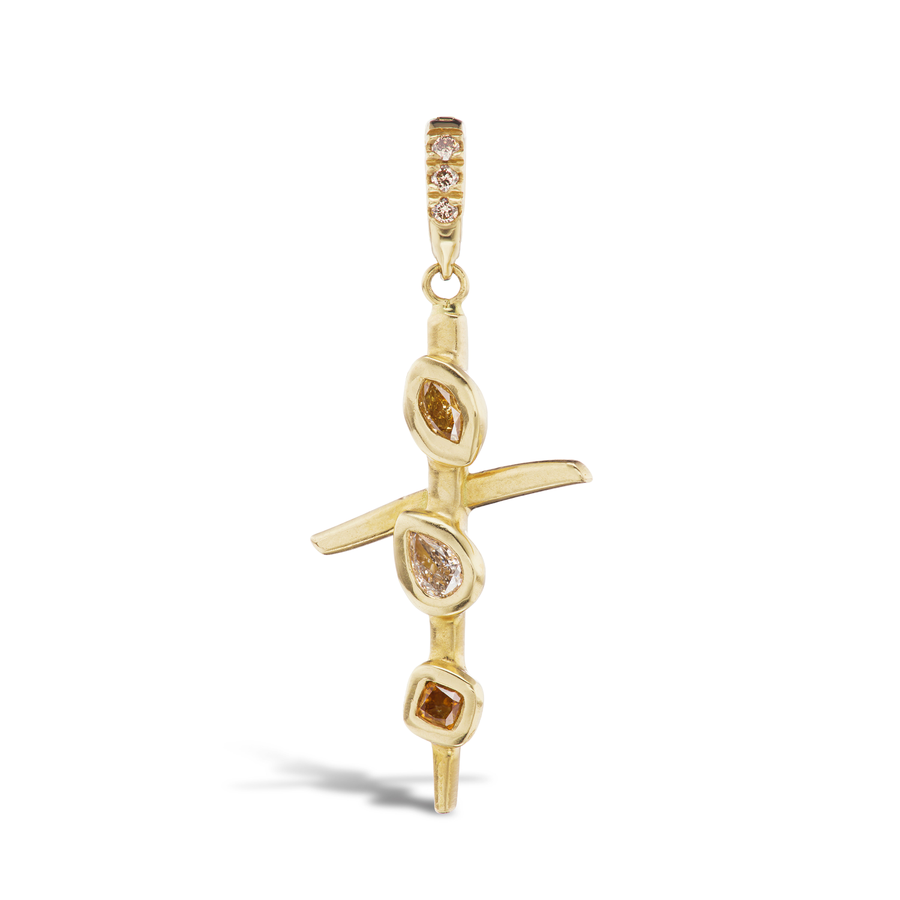 Colored Diamond Cross Pendant