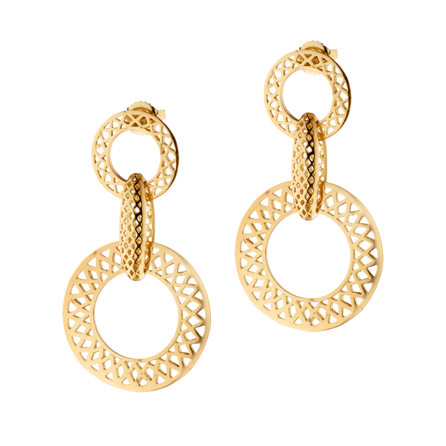 Double hoop earrings in 18K yellow gold..